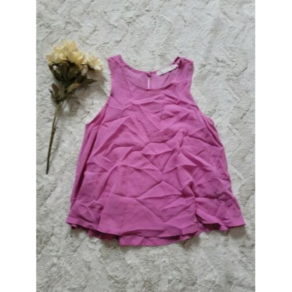 Kain Label 100% Silk Magenta Purple Sheer Sleeveless Blouse Size S